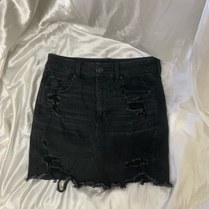 curvy black hi rise jean skirt